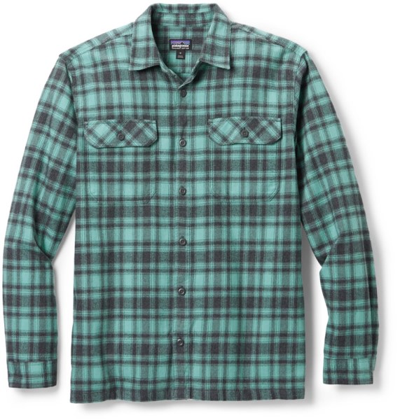 Patagonia Camisa De Franela De Manga Larga De Peso Medio Fiordo Hombres Verde Azulado Rei Co-op