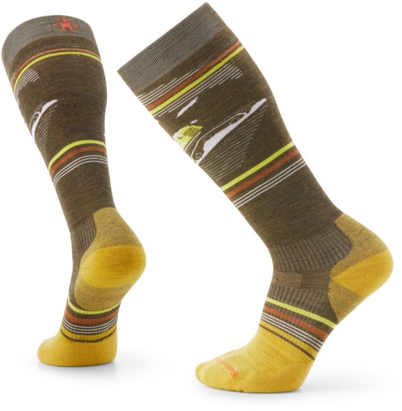 Calcetines Por Encima De La Pantorrilla Para Máquina De Pista Con Cojín Específico De Snowboard Smartwool Hombre Oliva Rei Co-op