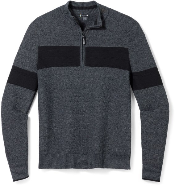 Negro Jersey Con Media Cremallera Y Rayas Onduladas De Smartwool Co-op De Rei Hombre