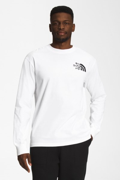 Camiseta De Manga Larga Con Estampado De Peso Pesado De The North Face Hombres Blanco Rei Co-op