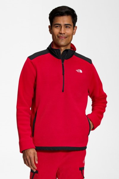 Rojo-negro The North Face Alpine Polartec 200 Jersey De Lana Con Cremallera De Un Cuarto Hombres Rei Co-op