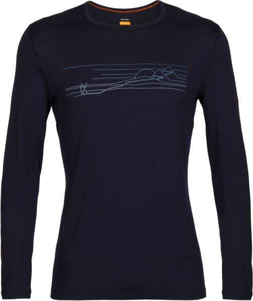 Camiseta Interior De Manga Larga Con Rayas De Esquí Rei Co-op Icebreaker 200 Oasis Crewe Hombre Azul Marino