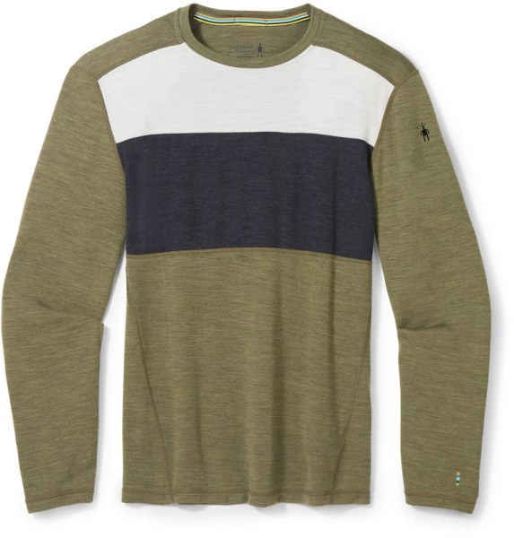 Winter Moss Rei Co-op Smartwool Classic Thermal Merino Colorblock Capa Base Crew Top Hombres