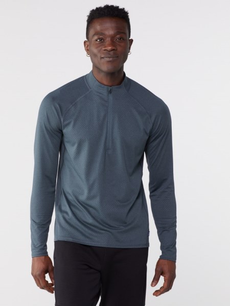 Azul Camiseta Interior Ligera Con Media Cremallera De Rei Co-op Hombre