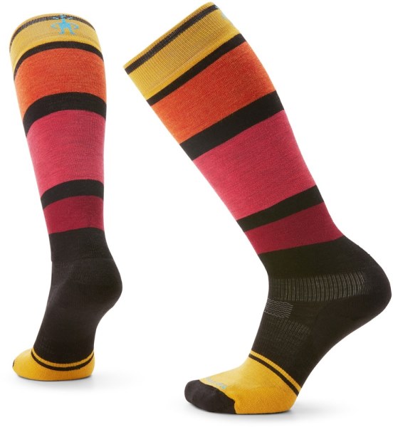 Rei Co-op Smartwool Snowboard Targeted Cojín Sobre La Pantorrilla Calcetines Mujer Negro