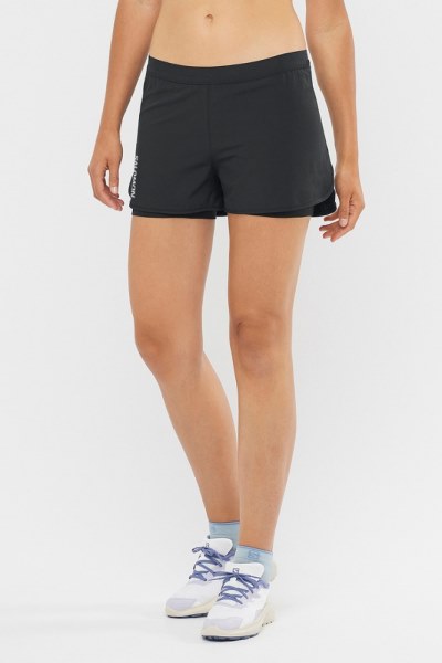 Pantalón Corto Salomon Cross 2 En 1 Mujer Negro Rei Co-op