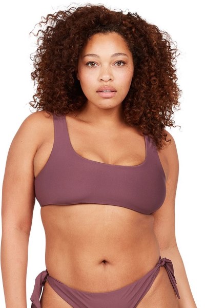 Top De Traje De Baño Con Lazo Trasero Sin Costuras De Volcom Mujer Rei Co-op Eggplant