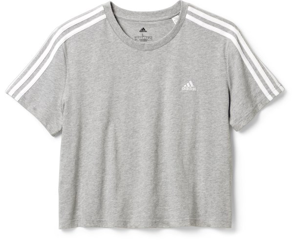 Camiseta Adidas Essentials Loose 3-Stripes Crop Mujer Rei Co-op Blanco