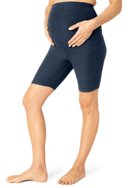 Azul Marino Shorts Biker De Talle Alto Con Tinte Espacial Rei Co-op Beyond Yoga Maternity Mujer