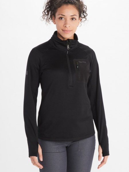 Jersey Con Media Cremallera Rei Co-op Black Marmot Olden Polartec Mujer