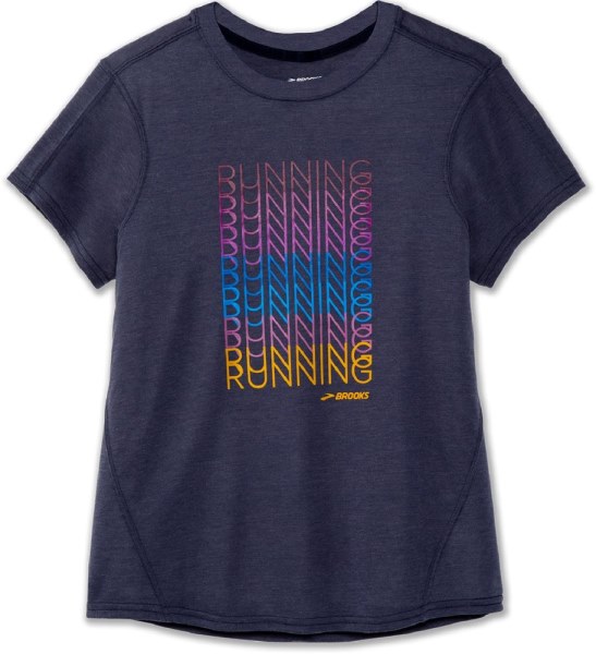 Brooks Distancia Camiseta Gráfica Mujer Rei Co-op Azul Marino