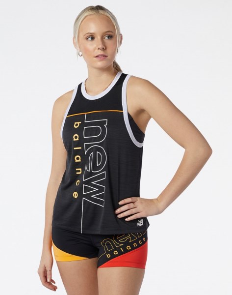 Camiseta Sin Mangas Con Estampado Fast Flight De New Balance De Rei Co-op Mujer Negro