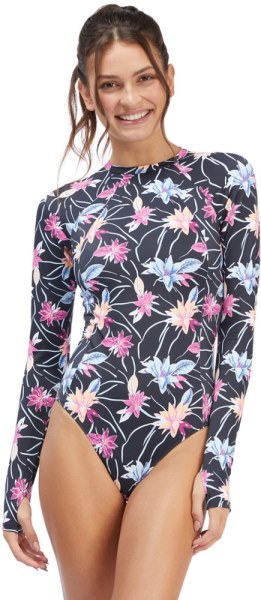 Roxy Active Traje De Baño De Una Pieza De Manga Larga Con Cremallera Trasera Mujer Floral Flow Rei Co-op