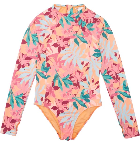 Traje De Baño De Una Pieza De Manga Larga Con Cremallera Trasera Rei Co-op Cantaloupe Palm Roxy Active Mujeres
