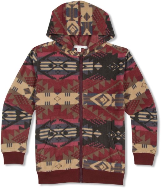 Burdeos Tribal Rei Co-op Hilos 4 Pensamiento Polar Sudadera Con Capucha Y Cremallera Completa Niño