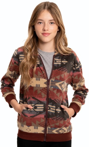 Burdeos Tribal Rei Co-op Hilos 4 Pensamiento Polar Sudadera Con Capucha Y Cremallera Completa Niño