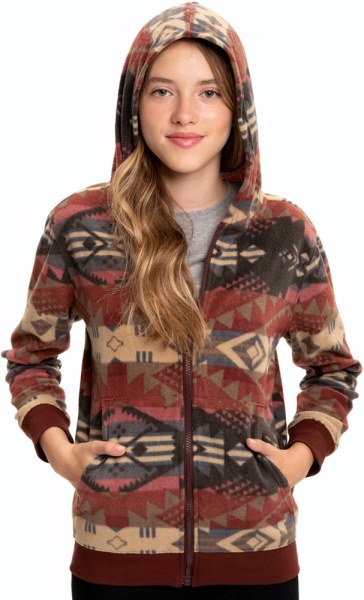Burdeos Tribal Rei Co-op Hilos 4 Pensamiento Polar Sudadera Con Capucha Y Cremallera Completa Niño