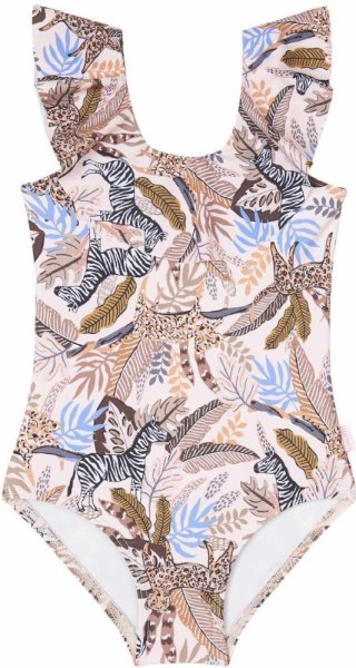 Seafolly George Of The Jungle Ruffle Tank Traje De Baño De Una Pieza Niñas Multi Rei Co-op