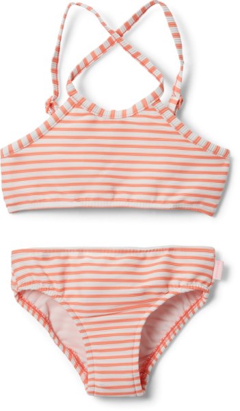 Seafolly Sun Dreamer Stripe Tankini De Cuello Alto Conjunto De Traje De Baño Niñas Rei Co-op Papaya