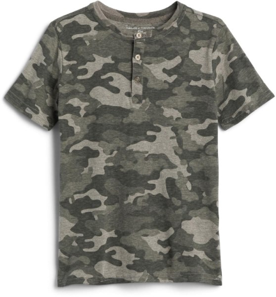 Hilos 4 Pensamiento Cvc Camo Camiseta Henley Niño Gris Rei Co-op